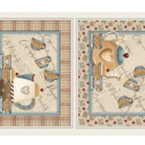 Panel de Tela para Manteles Individuales – Colección Teteras y Tazas de Café (4 Piezas)