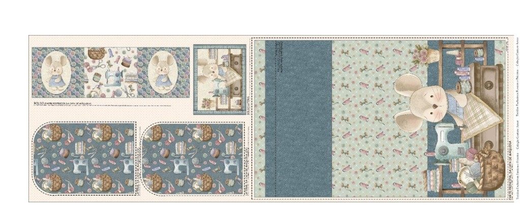 Panel de Tela para Capa de Máquina de Coser – Colección Ratoncita Costurera