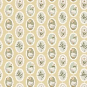 Tela de Algodón Estampada – Colección Ocas y Patos con Retratos Vintage