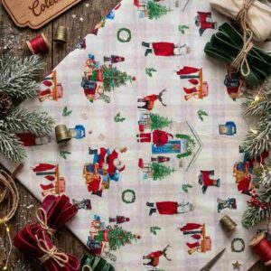 Tela Estampada de Algodón "Navidad Tradicional de Papá Noel" (Colección Navideña)