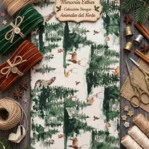 Tela de Algodón "Bosque y Animales del Norte" (Colección Bosque)