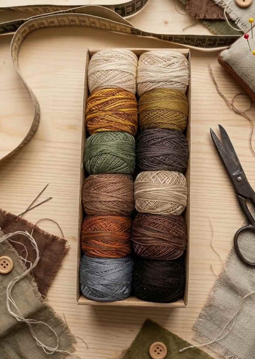 Set de Hilos Valdani Perlé Cotton – Colección Tonos Tierra y Naturales