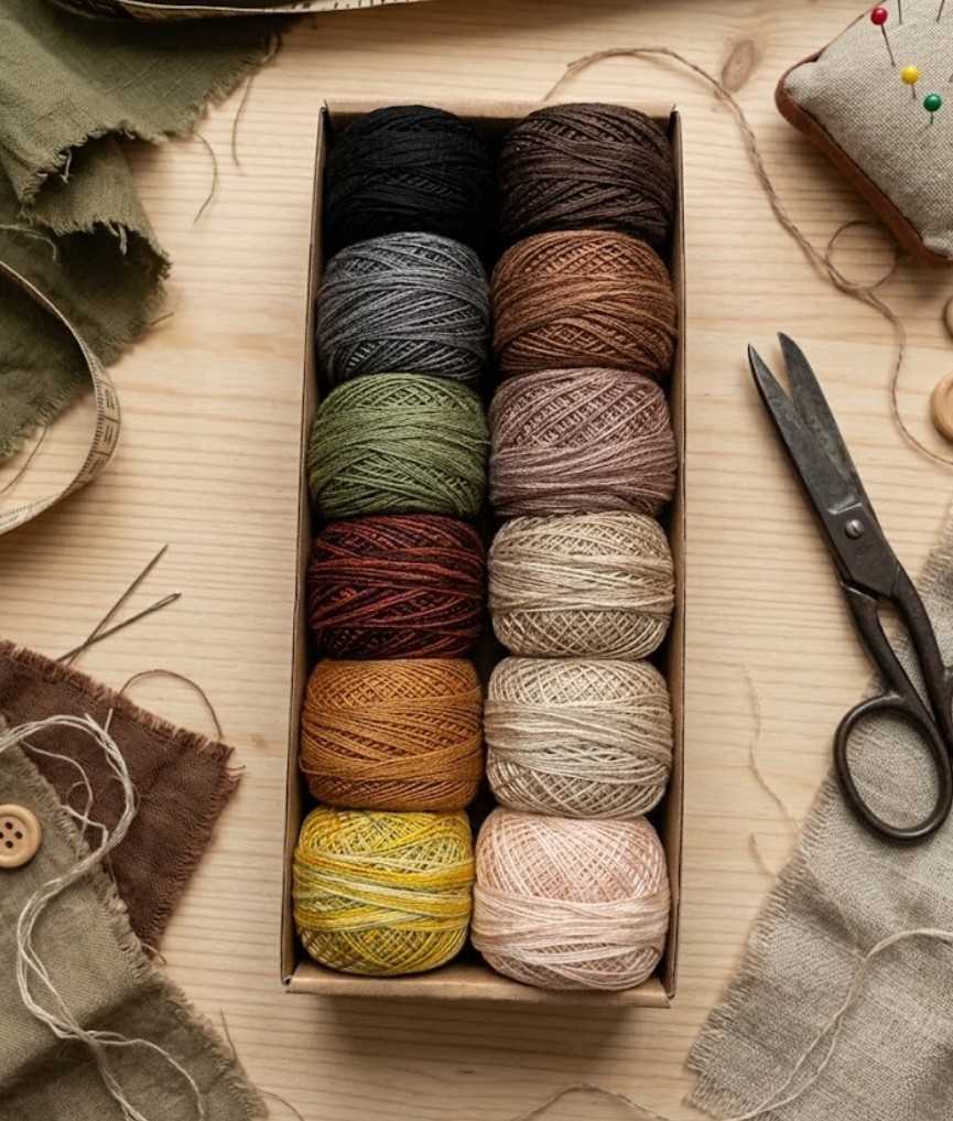 Set de Hilos Valdani Perlé Cotton – Colección Tonos Tierra y Naturales